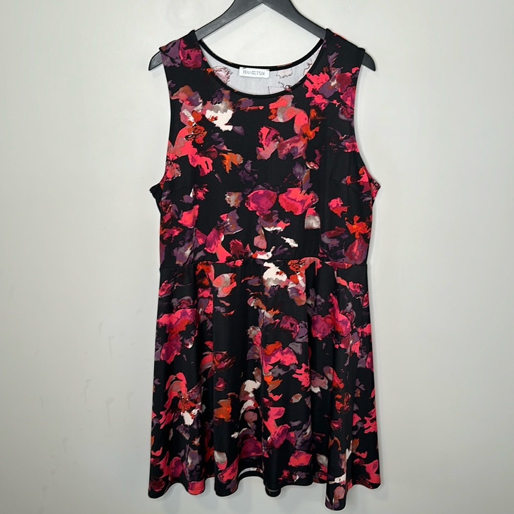 Hamilton Black and Red and Pink Floral Sleeveless Dress